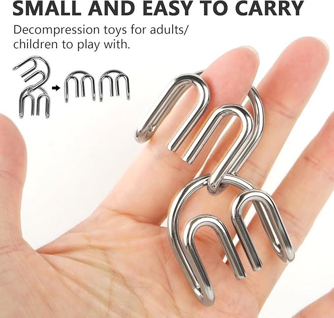 VolksRose 24pcs Brain Teaser Metal Wire Puzzles, Classical Mini Metal Puzzles Set, Mind Smart Game IQ Challenge Puzzle Games, Educational IQ Test Toy Lock Puzzle Gift for Adults Kids Teenagers