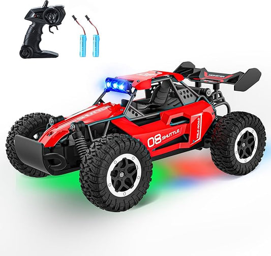 Remote Control Car for Kids 3 4 5 6 7+, 20 KM/H High-Speed RC Cars with LED Lights, 2.4GHz 2WD Monster Truck Toys, Rechargeable RC Car, Toy Cars for Girls Boys, Christmas & Birthday Gifts – Red