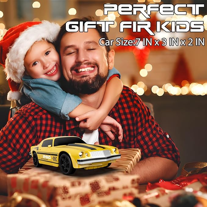 Remote Control Car, 1/24 Scale RC Drift Car, 4WD 15KM/H High Speed RC Cars, Racing Sport Toy Car with LED Lights, Racing Tire, Birthday for Kids Boys Girls, Rechargeable Battery