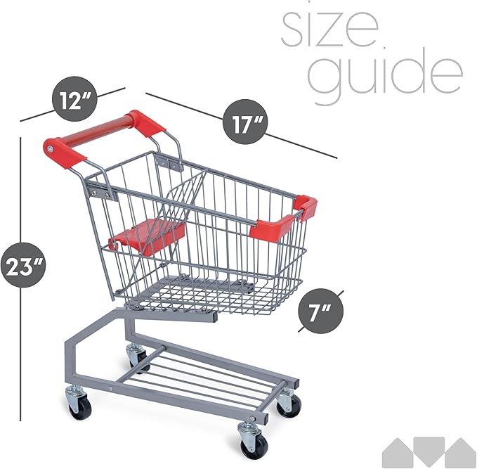 Milliard Toy Metal Shopping Cart - Supermarket Pretend Play Grocery Cart for Kids and Toddlers