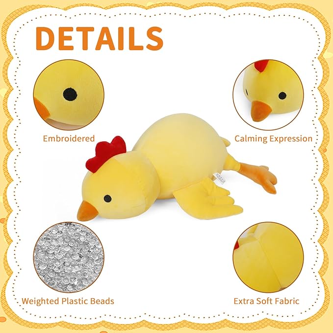 Weighted Chick Stuffed Animals Weighted Chicken Plush Toy 24" 4.2lb Funny Hugging Dolls Plushies Pillows for Boys and Girls (Yellow)