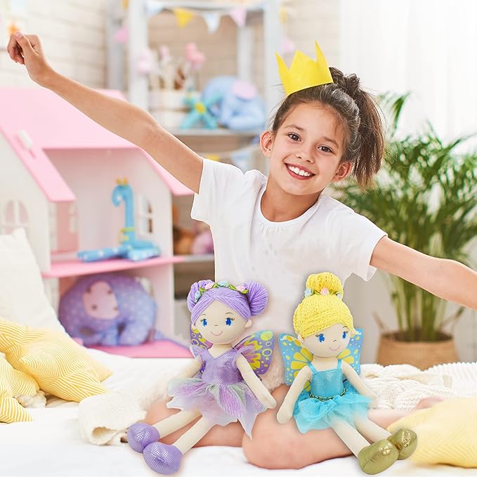 June Garden 16" Enchanted Garden Fairy Doll Yaritza - Plush Stuffed Soft Doll Girl Gift - Purple Outfit and Wings