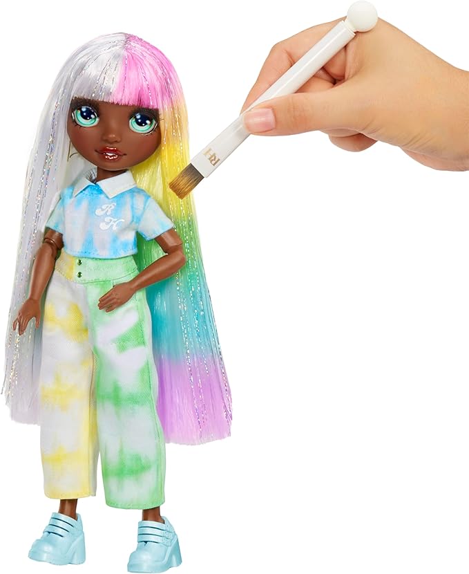 Rainbow High Watercolor & Create Fashion DIY Doll with Washable Watercolors + Tie-Dye Kit, Green Eyes, Long Straight Hair, Bonus Top & Shoes. Color, Create, Play, Rinse and Repeat. Creative 4-12+