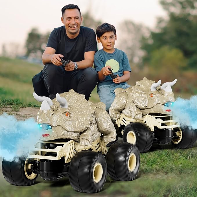 2.4GHz Remote Control Dinosaur Car Toys Gifts for 3 4 5 6 Year Old Boys Kids, Remote Control Dinosaur Car Trucks Toys for Kids Boys 3-5 4-7 8-12, Dinosaur Toys for 3 4 5 Year Old Boys