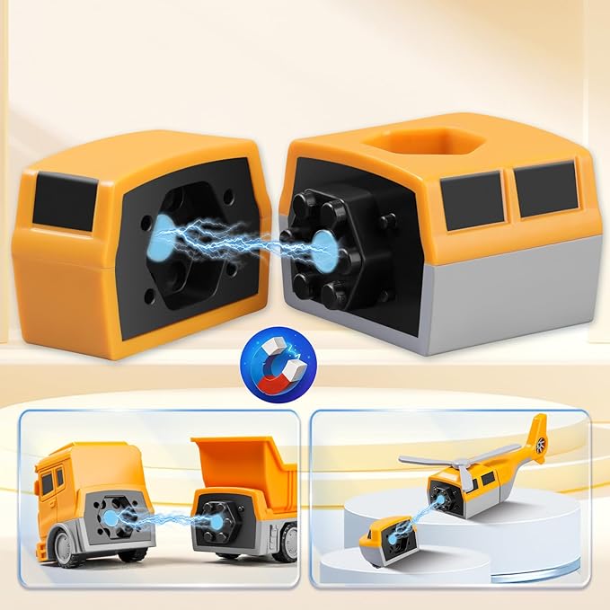 Magnetic Building Blocks for Kids Ages 3-8 | STEM Construction Toys with Storage Box | 3-in-1 Transformable Car & Robot Toy | Educational Toddler Toys for Boys & Girls (26 Pieces)