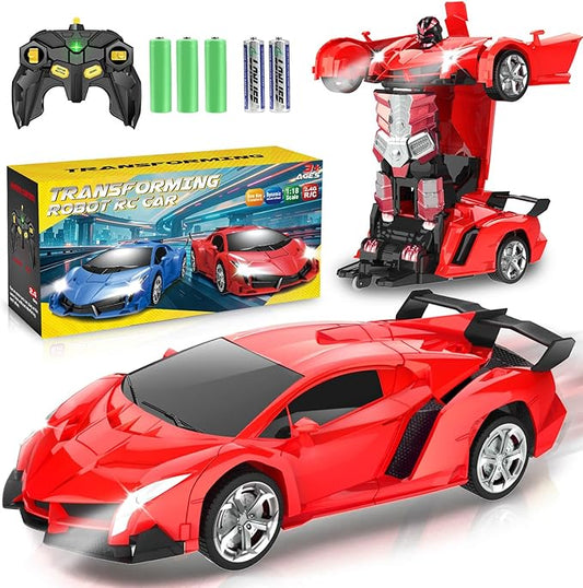 Remote Control Car Toys - Transforming RC Cars for Kids, Transform Toys Car Robot, Gift Kids Toys for 3 4 5 6 7 8 10 12 Years Old Boy, Red