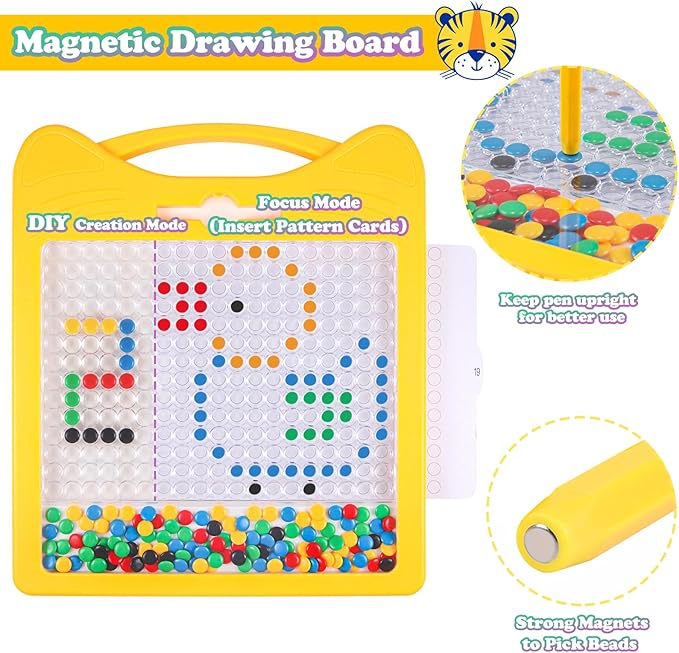Extra Large Magnetic Drawing Board for Kids, Magnet Doodle Board with 2 Pens, Magnetic Dot Art Fine Motor Skills Montessori Toy, Airplane Car Ride Travel Essentials for Toddler (12.5" x 12.5")