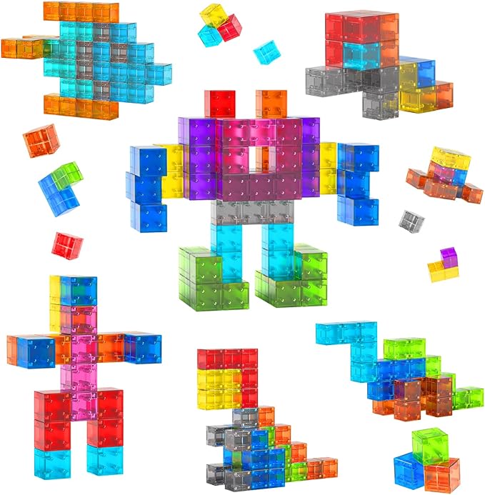 Doloowee 50 PCS Magnetic Blocks, Magnetic Building Blocks for Toddlers 3+, Montessori Toys