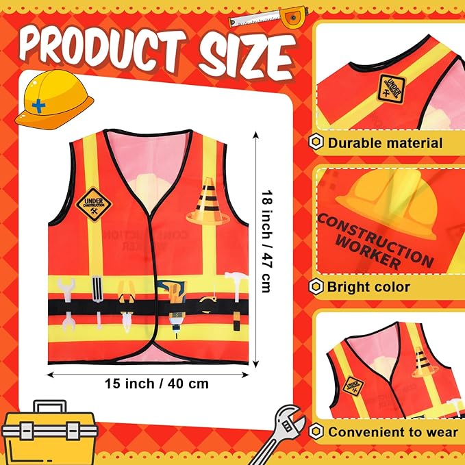 Panitay 12 Pcs Kids Community Helper Dress up Vest, Boy & Girl Career Cosplay Party Costume for Toddlers Occupation Role Play