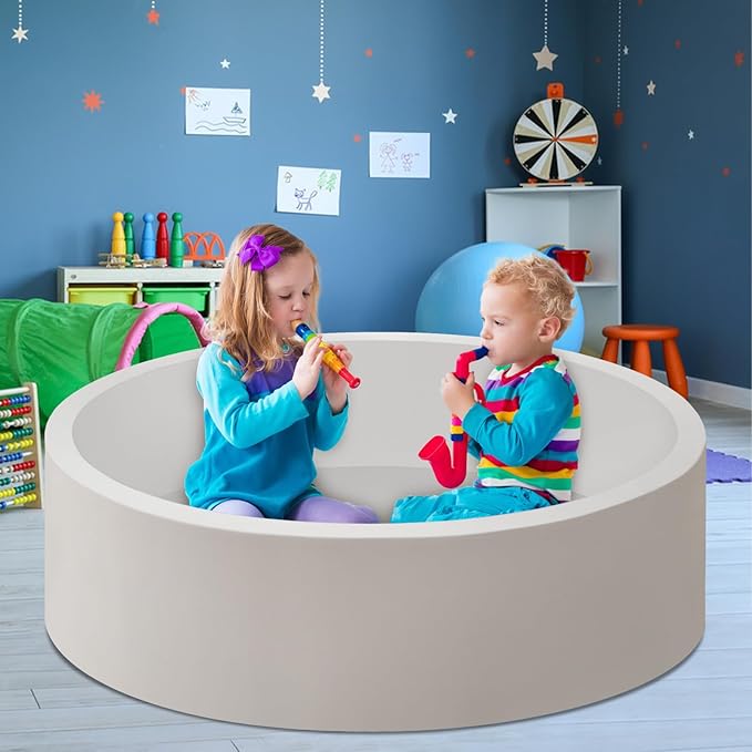 Baby Ball Pit 47.2" Soft Round Memory Foam Ball Pits NOT Included Balls Indoor Outdoor Playpen for Babies Toddlers Kids Great Gift for Girls Boys, Gray