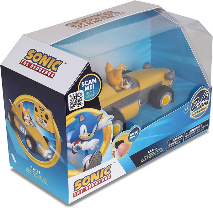 Sonic Racing RC: Tails The Fox - NKOK (603), 2.4GHz Remote Controlled Car with Turbo Boost, Officially Licensed Sega Sonic The Hedgehog, Battery Powered, Ages 6+