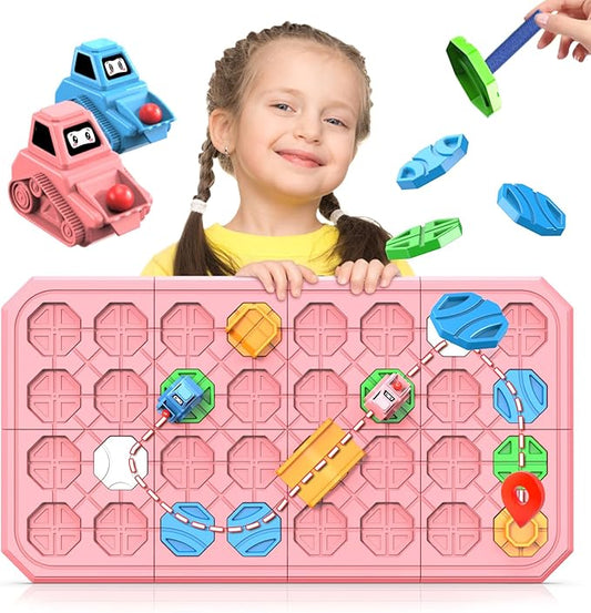 Logic Road Builder Games Toys: STEM Toys for 4 Year Old Kids Montessori Board Game Brain Teaser Puzzles Preschool Learning Activities Educational Toy for Toddler Ages 3 5 6 7 8-12 Boys Girls Gifts
