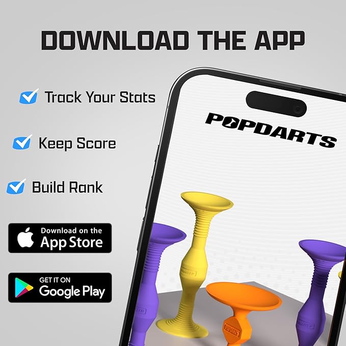 Popdarts Pro Pack Game Set (Purple and Yellow) - Indoor, Outdoor Suction Cup Throwing Game - Competition with a POP