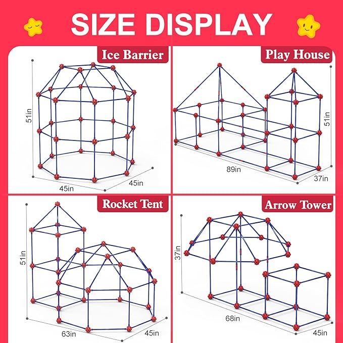 Fort Building Kit for Kids,STEM Construction Toys, Christmas & Birthday Gift for 4 5 6 7 8 9 10 11 12 Years Old Boys and Girls,Ultimate Creative Set for Indoor & Outdoors Activity,140 Pcs,Original