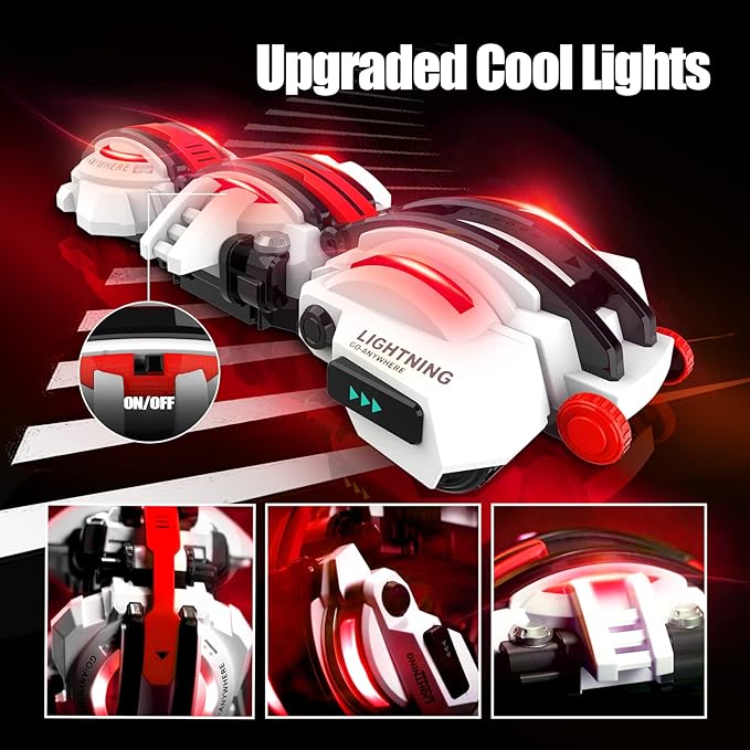 BAZADER RC Car with LED Lights - Remote Control Car Snakes 360° Roll Toy, Birthday for Kids Age 7 8 9 10 11+ Year Old, 2 Batteries 60+min, Indoor/Outdoor Toy for 6-12 yr Teen Boys