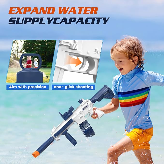 Electric Water Gun for Kids Adults,Water Blaster Squirt Guns with Light,Range up to 32ft,Summer Outdoor Beach Swimming Pool Party Toys Gifts for Boys Girls Ages 8 9 10 11 12 13 14