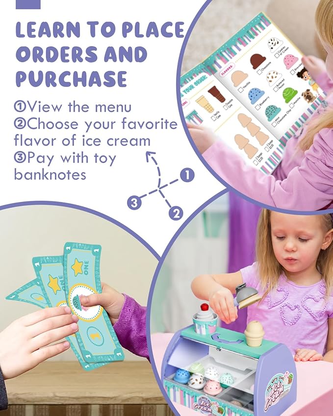 Lehoo Castle Ice Cream Toys for Toddlers 3-5, Toys for 3 4 Year Old Girls, Play Ice Cream Counter Shop Playset for Kids, Gift for Girls Boys 3 4 5 6 Year Old