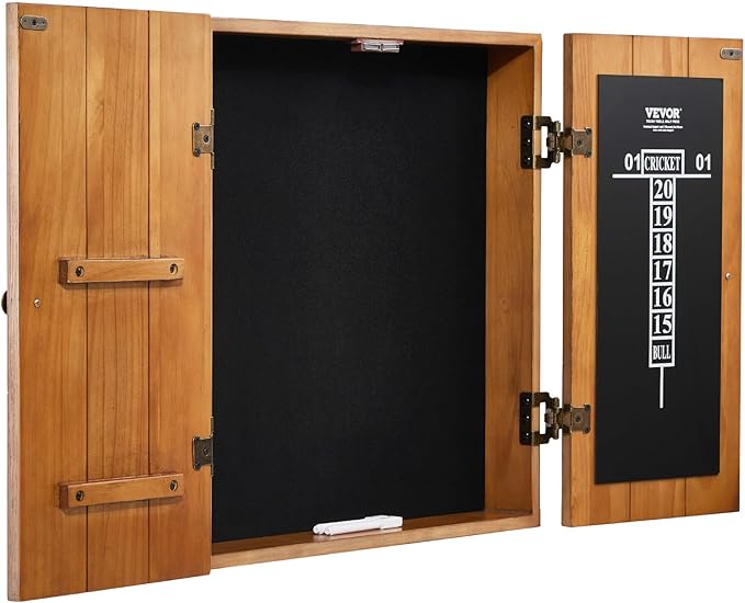 VEVOR Dart Board Cabinet Set, Multiple Styles Ready-to-Play Bundle Official Size, Steel Tip Dart Hideaway Cabinet, Features Easy Assembly, Complete with All Accessories, Perfect for Cricket Games