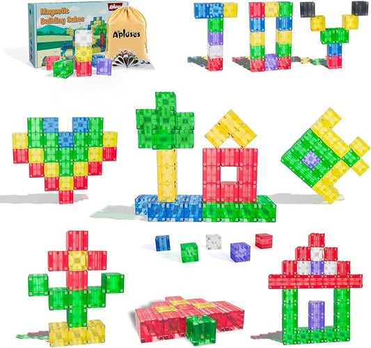 32PCS Magnetic Building Blocks - Transparent Magnetic Cubes, STEM Magnet Toddler Boys Toys for kids age 3-5 ,Travel Sensory Autism Preschool Montessori Toys for 3+ Year Old, Birthday Girls Gifts
