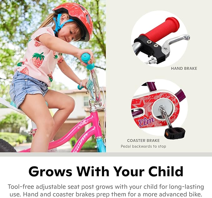 Schwinn Koen BMX Style Toddler and Kids Bike, For Girls and Boys, 14-Inch Wheels, With Saddle Handle, Training Wheels, Chain Guard, and Front Basket, Recommended Height 36-40 Inch, Purple