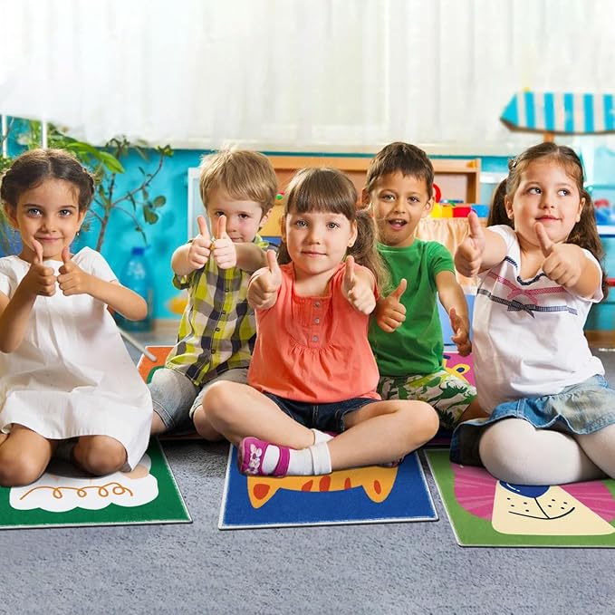 HiiARug 12pcs Carpet Squares for Classroom 18x18 Carpet Spots for Classroom Sitting Floor Seats for Kids Sit Spots for Classroom Kindergarten Playroom Decor Preschool Floor Dots for Classroom