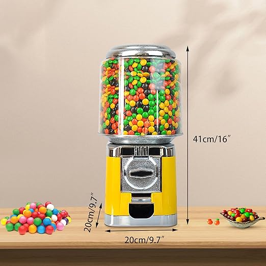 Candy Gumball Vending Machine, 25 Cents Coin Operated Vending Machine, Commercial Candy Dispenser Machine 16" Height Toy Vending Machine, Bubble Gum Machine for Game Stores