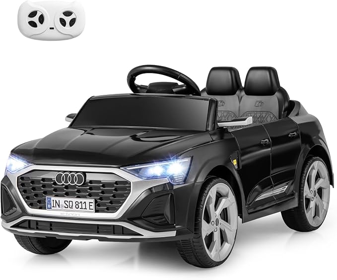 Licensed Audi SQ8 Ride on Car by INFANS, Battery Powered Electric Vehicle for with Remote Control, Adjustable Music, LED Lights, Suspension, Driving Toy Gift for Kids Toddler Age 3+ (Black)
