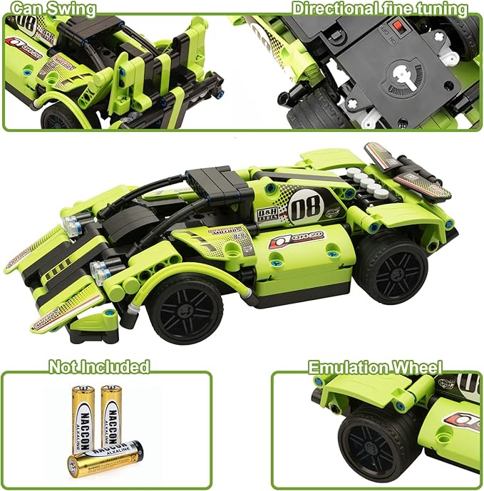 STEM Building Toys for Kids with 2-in-1 Remote Control Racer Snap Together Engineering Kits Early Learning Racecar Building Blocks - Best Gift for 6 7 8 9＋Year Old Boys and Girls