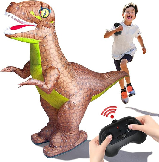 Rc Dinosaur Toy Inflatable Remote Control Cars Walking Forward Backward 360° Rotation Gifts for Boys Kids 3,4,5,6-12 Years Old