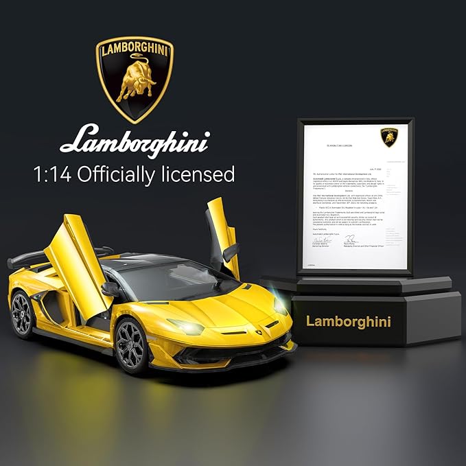 Lamborghini Remote Control Car, Officially Licensed 1:14 Lambo RC Car for Boys Girls Birthday Gift, Yellow Toys for 3 4 5 Years Old（Yellow）