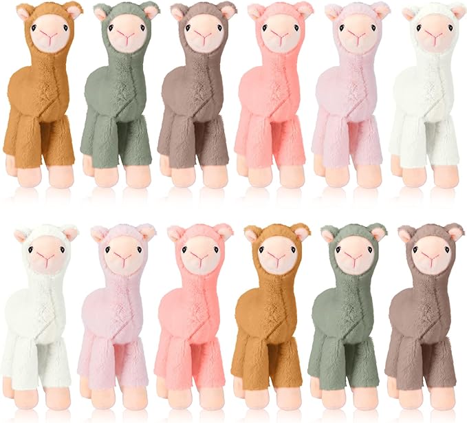 12 Pcs Mini Llama Stuffed Animals 7.87 Inch Alpaca Plush Dolls Cute Keychain Plush Llama Party Favors for Boys and Girls Birthday Party Supplies Baby Shower Bag Fillers Gift