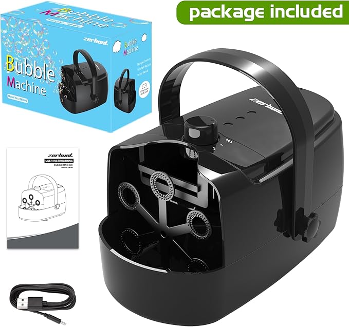 Bubble Machine Durable Automatic Bubble Blower, 18000+ Big Bubbles Per Minute Bubbles for Kids Toddlers Bubble Maker Operated by Plugin or Batteries Bubble Toys for Indoor Outdoor Birthday Party