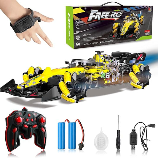 Gesture Sensing Remote Control Car, F1 RC Stunt Car 1:14 Scale 4WD 2.4GHz 360 ° Rotating RC Cars Toy for Kids with Spray Lights RC Drift Car Boys Girls Gifts Birthday Xmas for 6-12 Year Old