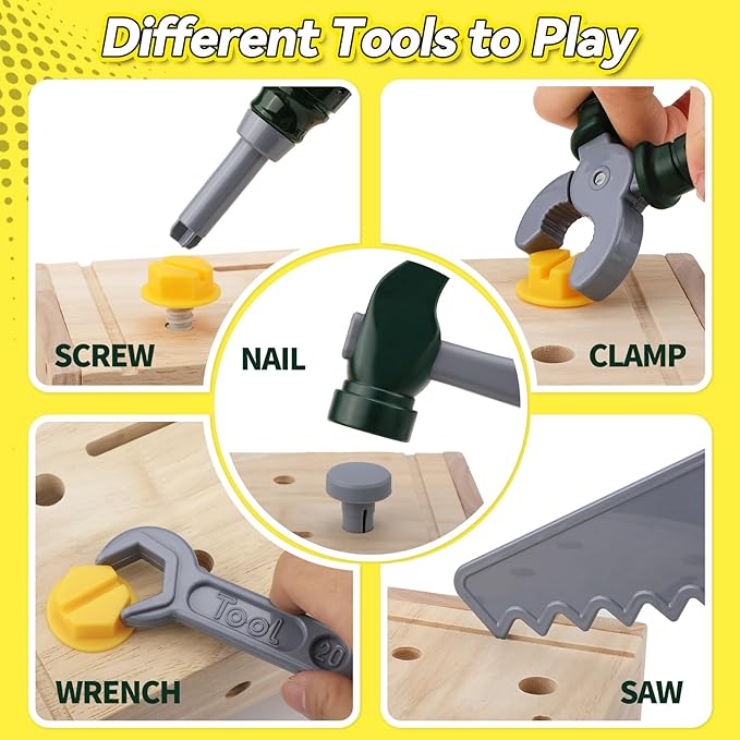 Tool Set for Kids Aged 3 4 5, Toddler Construction Pretend Toys with Worker Vest & Hat, Child Dress up Gift for Boys Girls