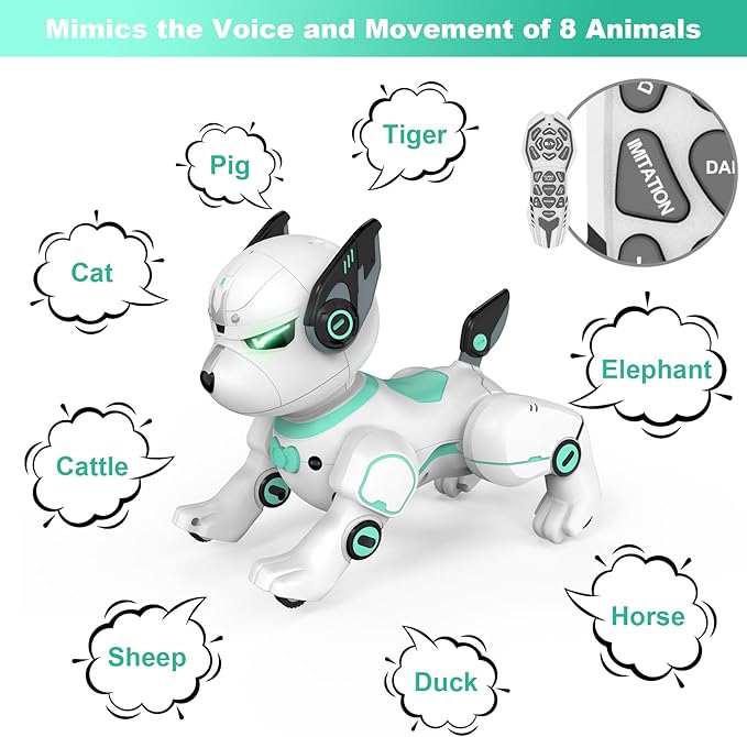 Remote Control Robot Dog Toy, RC Dog Programmable Smart Interactive Robotic Pets, RC Stunt Robot Toys Dog Imitates Animals Music Dancing Handstand Push-up Follow Functions for Boys Girls Toy Green