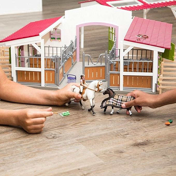 Schleich Horse Club - 97PC Riding Center Horse Toy Playset with Rider, 2 Horses, Barn and Farm Figurine Accessories for Girls and Boys - Interactive Play Figures - Realistic Kids Toys Ages 5+ - 42344