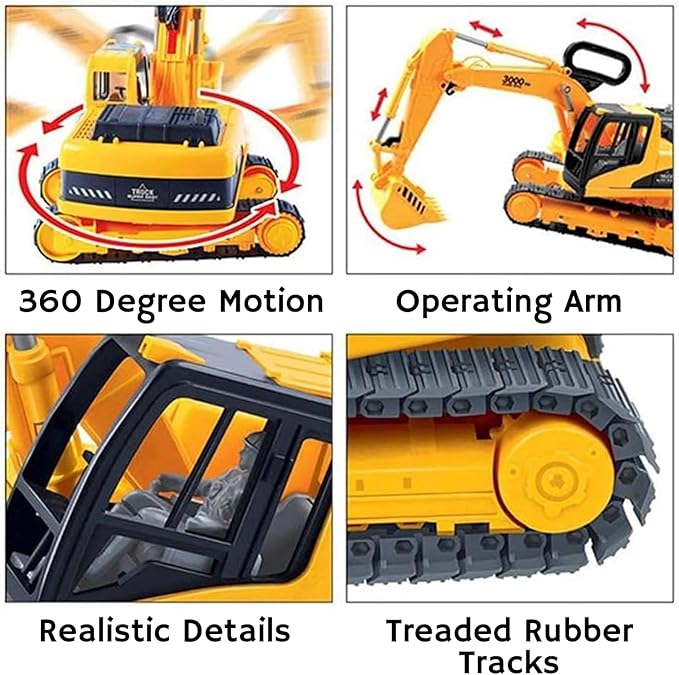 Liberty Imports Oversized Construction Excavator Kids Toy Play Truck, Large Digger Vehicle for Boys with Realistic Movable Claw, Tracks 1:22 Scale Model