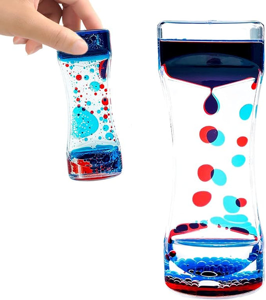 Sensory Toys for Relaxation: Motion Bubble Timer - Water Timer Fidget Toy for All Ages (Red & Blue, 1 Pack)