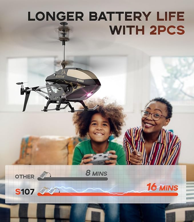 SYMA RC Helicopter Toy,RC Helicopter with 16Mins(2 Batteries),Altitude Hold,One Key Take Off/Landing,3.5 Channel,Gyro Stabilizer,RC Airplane Toys for Kid Boy Girl Playing Indoor
