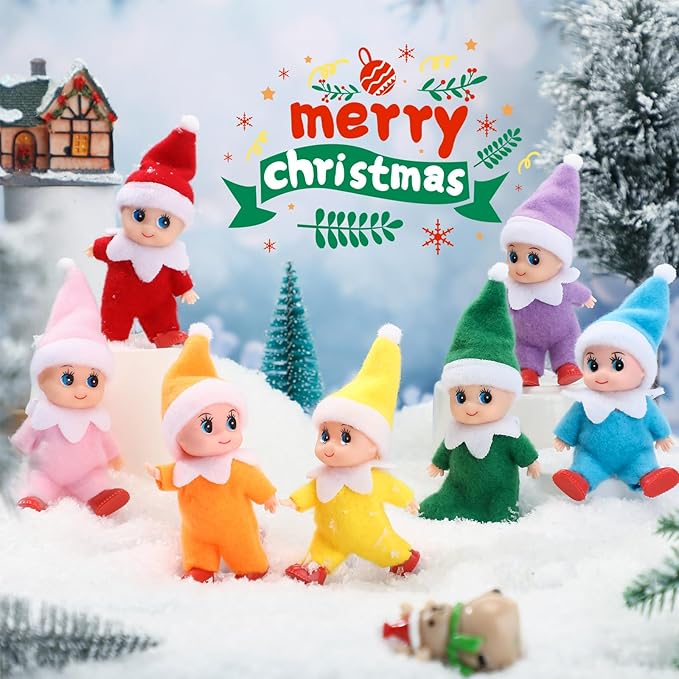 Cunno 20 Pcs Christmas Dolls Christmas Miniature Dolls with Clothes Plush Stuffed Stockings for Boy Girl Christmas Advent Calendar Decorations Accessories(Multicolor)