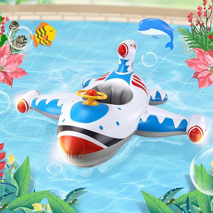 Swimbobo Toddler Pool Float with Seat Boat Inflatable Ride-on Car for Kids Outdoor Toys