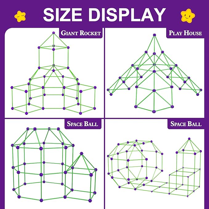 Glow In The Dark Fort Building Kit for Kids,STEM Construction Toys, Educational Gift for 4 5 6 7 8 9 10 11 12 Years Old Boys and Girls,Ultimate Creative Set for Indoor & Outdoors Activity,140 Pcs