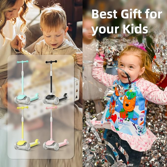 67i Scooter for Kids 3 Wheel Scooter Kids Kick Scooter for Toddler Girls Boys Scooter with Adjustable Height and Light-Up Wheels Scooter for Children Ages 3-12