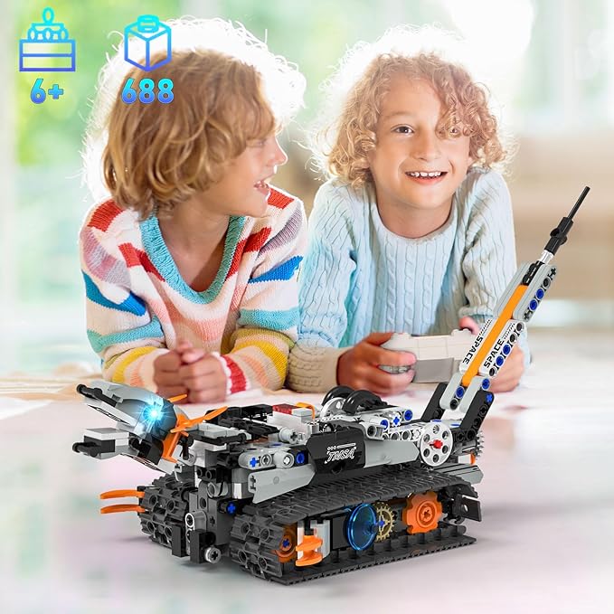 5in1 STEM Robot Building Kit for Kids 6-14+, APP & Remote Control STEM Robot Dinosaur Car Building Toys for Kid Science Learning, 688 Pcs DIY Building Blocks Set, Boys Girls Birthday Xmas Gifts Ideas