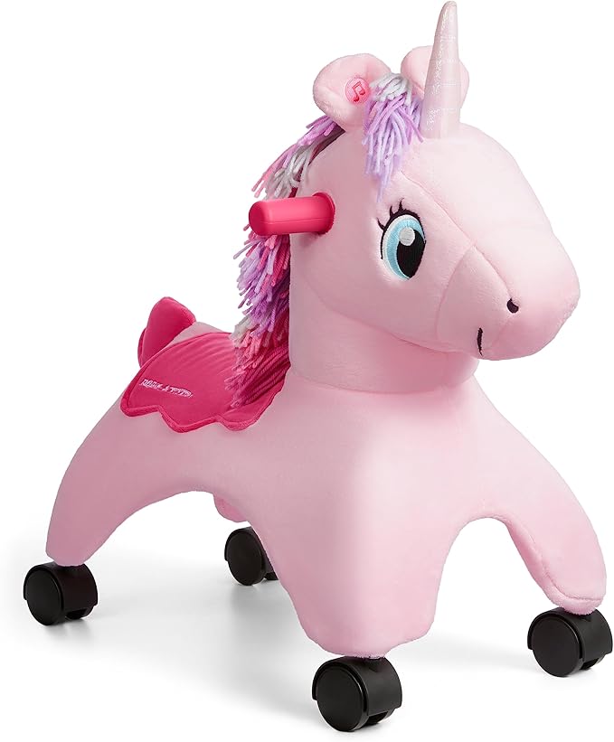 Radio Flyer Shimmer The Magical Unicorn with Interactive Lights and Sounds, Ride On Toy for Toddlers Ages 1-3, Pink Unicorn Toy for Kids