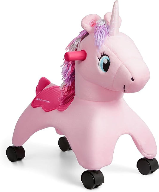 Radio Flyer Shimmer The Magical Unicorn with Interactive Lights and Sounds, Ride On Toy for Toddlers Ages 1-3, Pink Unicorn Toy for Kids