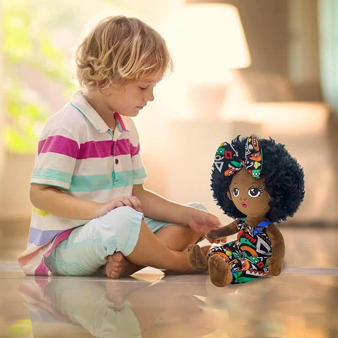 Black Baby Dolls African American Doll Black Dolls 12'', Baby Dolls for 3 Year Old Girls,Soft Doll for Girls Stuffed Plush Doll for Girl