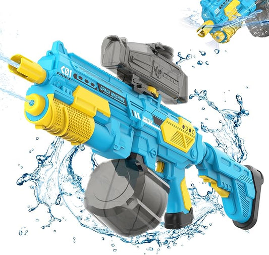 Electric Water Gun with 1350CC Large Capacity, 32FT Long Range Auto Suction Water Guns for Adults, Squirt Gun Water Blasters for Kids Adults Beach Pool Outdoor Party Water Toys Gift Blue