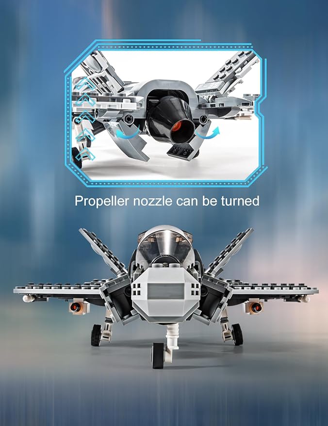 SEMKY Military Series F-35 Lightning II Fighter Jet Air Force Building Block Set (646 Pieces) -Building and Military Toys Gifts for Kid and Adult