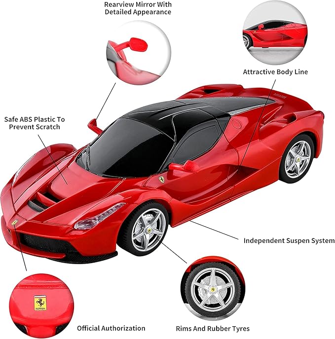 100 CLASSIC Officially Licensed RC Car Ferrari LaFerrari LaFerrari Remote Control RC Car Series 1:24 Scale Full Function Electric Sport Racing Hobby Toy Car 48900RD
